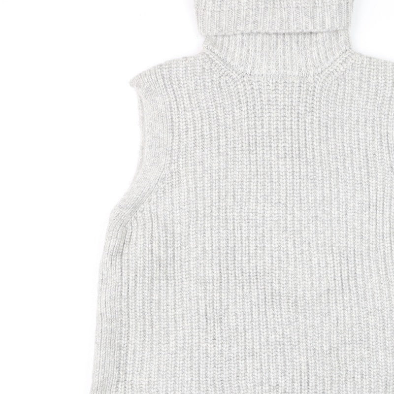 Marks & Spencer Women Grey M Sleeveless Roll Neck Chunky Knit Jumper Vest