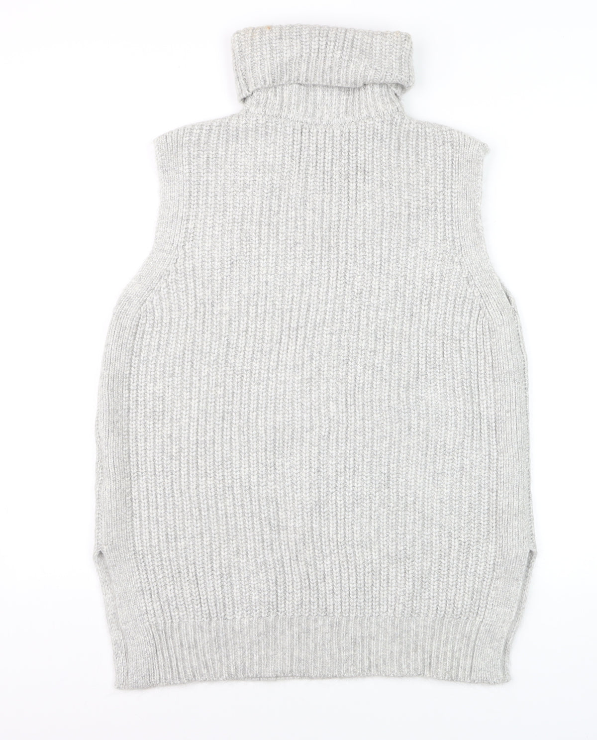 Marks & Spencer Women Grey M Sleeveless Roll Neck Chunky Knit Jumper Vest