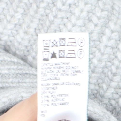 Marks & Spencer Women Grey M Sleeveless Roll Neck Chunky Knit Jumper Vest