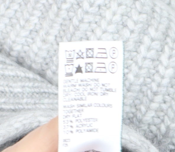 Marks & Spencer Women Grey M Sleeveless Roll Neck Chunky Knit Jumper Vest