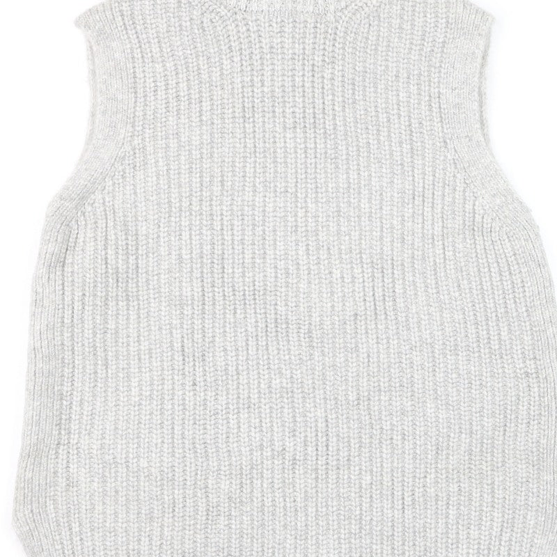 Marks & Spencer Women Grey M Sleeveless Roll Neck Chunky Knit Jumper Vest