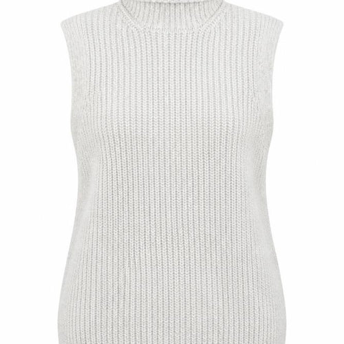 Marks & Spencer Women Grey M Sleeveless Roll Neck Chunky Knit Jumper Vest