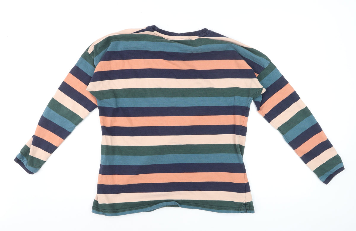 Brakeburn Women’s Multicoloured Stripe Jersey T-Shirt UK 14 Long Sleeve