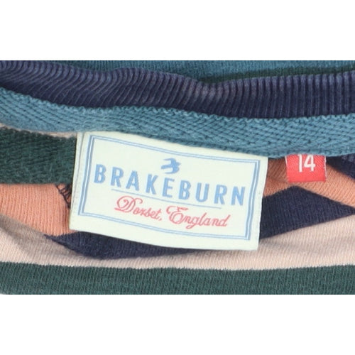 Brakeburn Women’s Multicoloured Stripe Jersey T-Shirt UK 14 Long Sleeve