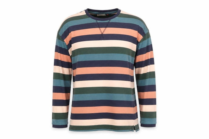 Brakeburn Women’s Multicoloured Stripe Jersey T-Shirt UK 14 Long Sleeve