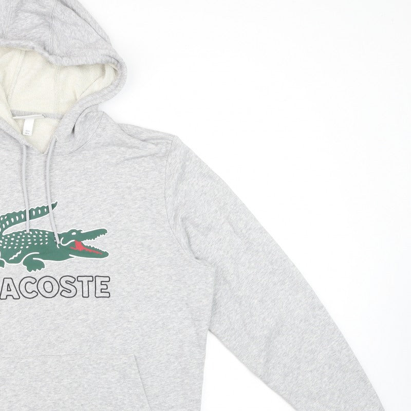 Lacoste Men’s Grey L Pullover Hoodie Crocodile Logo Graphic