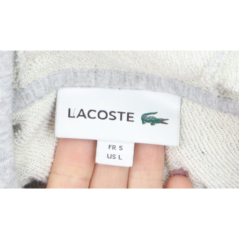 Lacoste Men’s Grey L Pullover Hoodie Crocodile Logo Graphic