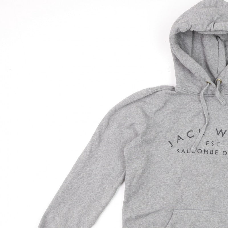 Jack Wills Women’s Grey Logo Pullover Hoodie UK 12 Cotton Blend