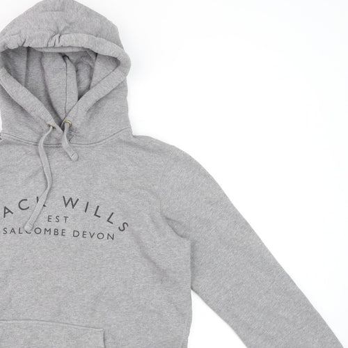 Jack Wills Women’s Grey Logo Pullover Hoodie UK 12 Cotton Blend