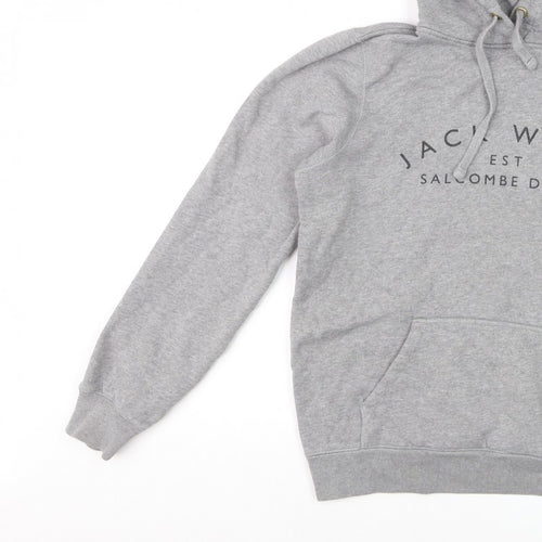 Jack Wills Women’s Grey Logo Pullover Hoodie UK 12 Cotton Blend