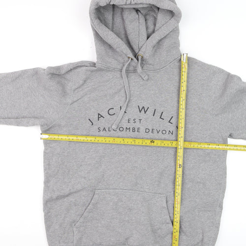 Jack Wills Women’s Grey Logo Pullover Hoodie UK 12 Cotton Blend