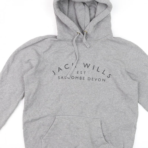 Jack Wills Women’s Grey Logo Pullover Hoodie UK 12 Cotton Blend