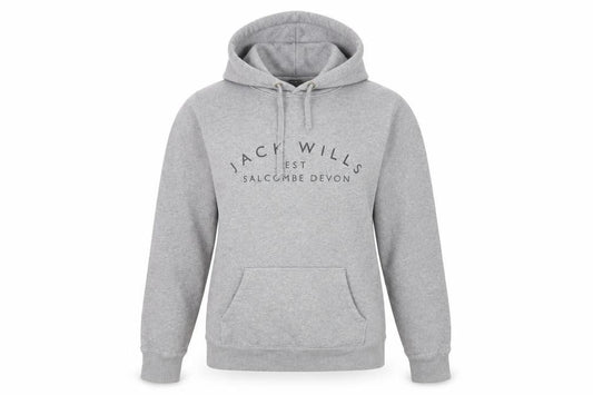 Front view of Jack Wills Women’s Grey Logo Pullover Hoodie UK 12 Cotton Blend
