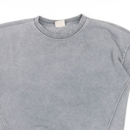 Pull&Bear Men's Grey S Washed Crew Neck Pullover Sweatshirt