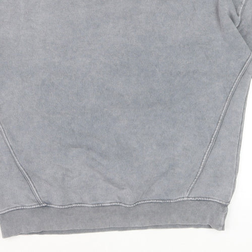 Pull&Bear Men's Grey S Washed Crew Neck Pullover Sweatshirt