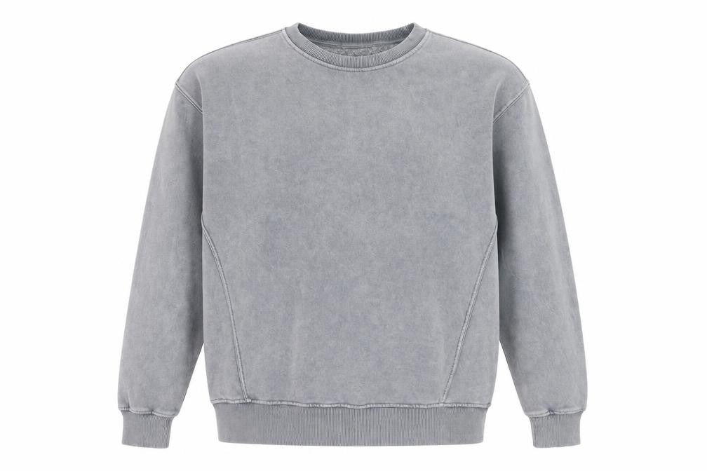 Pull&Bear Men's Grey S Washed Crew Neck Pullover Sweatshirt