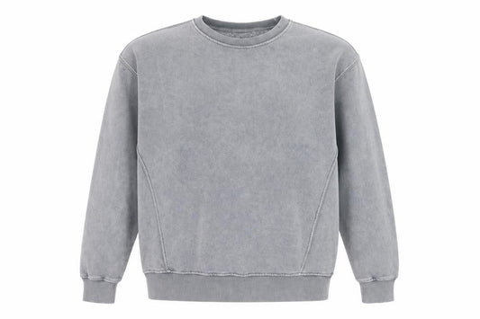 Pull&Bear Men's Grey S Washed Crew Neck Pullover Sweatshirt