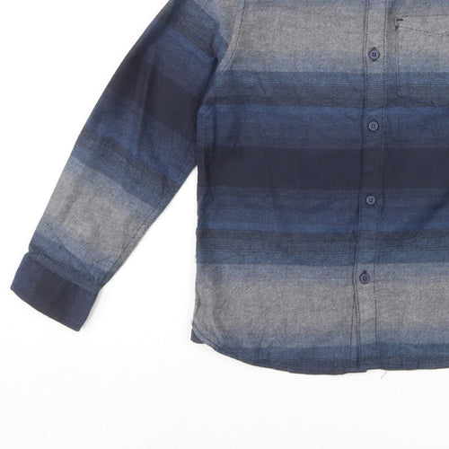 Marks and Spencer Boys Blue Striped Button-Up Shirt 7-8 Years Long Sleeve