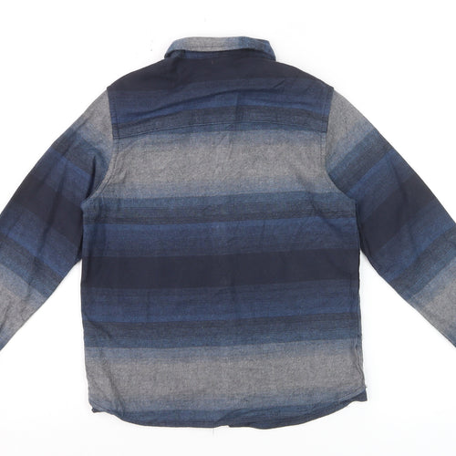 Marks and Spencer Boys Blue Striped Button-Up Shirt 7-8 Years Long Sleeve
