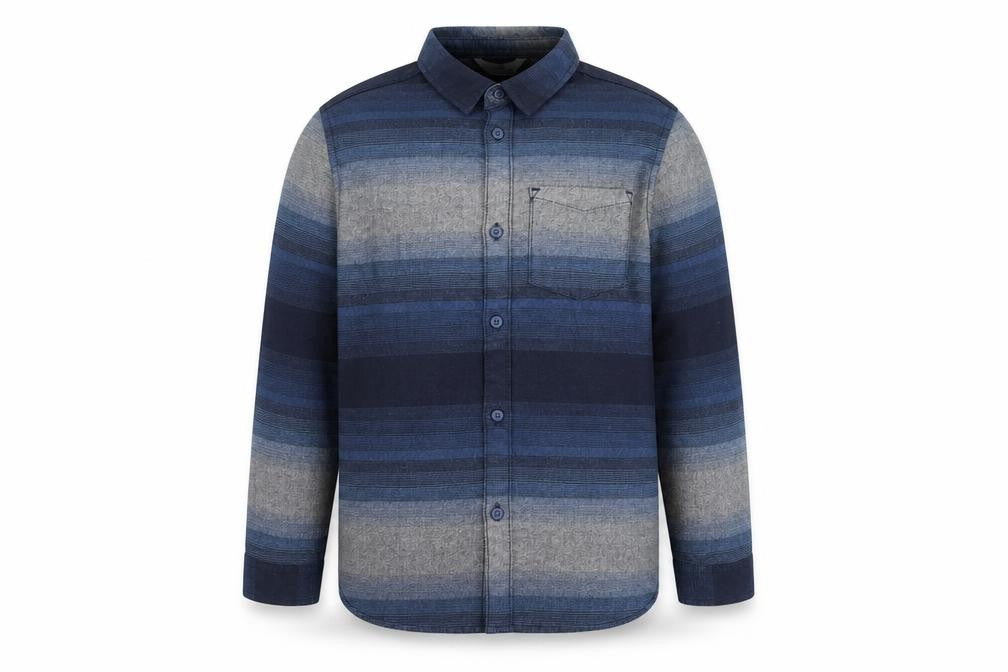 Marks and Spencer Boys Blue Striped Button-Up Shirt 7-8 Years Long Sleeve