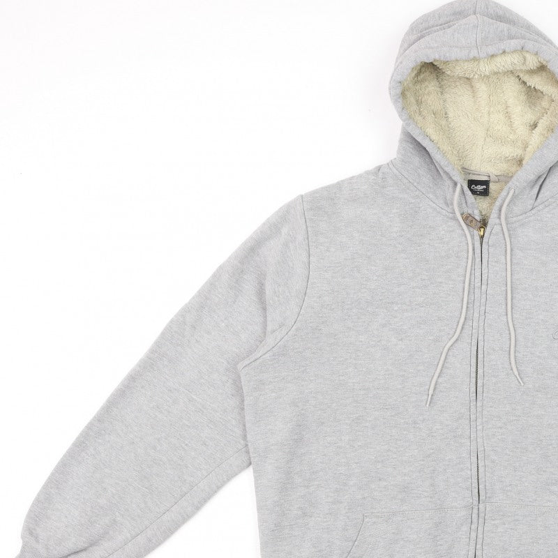 Cotton Traders Men’s Grey M Full Zip Hooded Sherpa Lined Hoodie