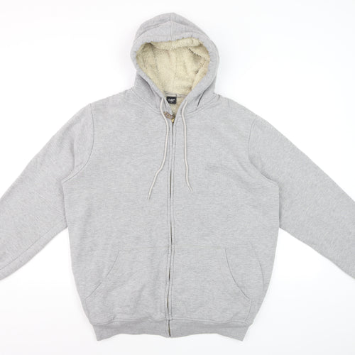 Cotton Traders Men’s Grey M Full Zip Hooded Sherpa Lined Hoodie