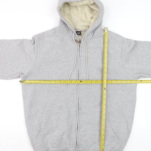 Cotton Traders Men’s Grey M Full Zip Hooded Sherpa Lined Hoodie