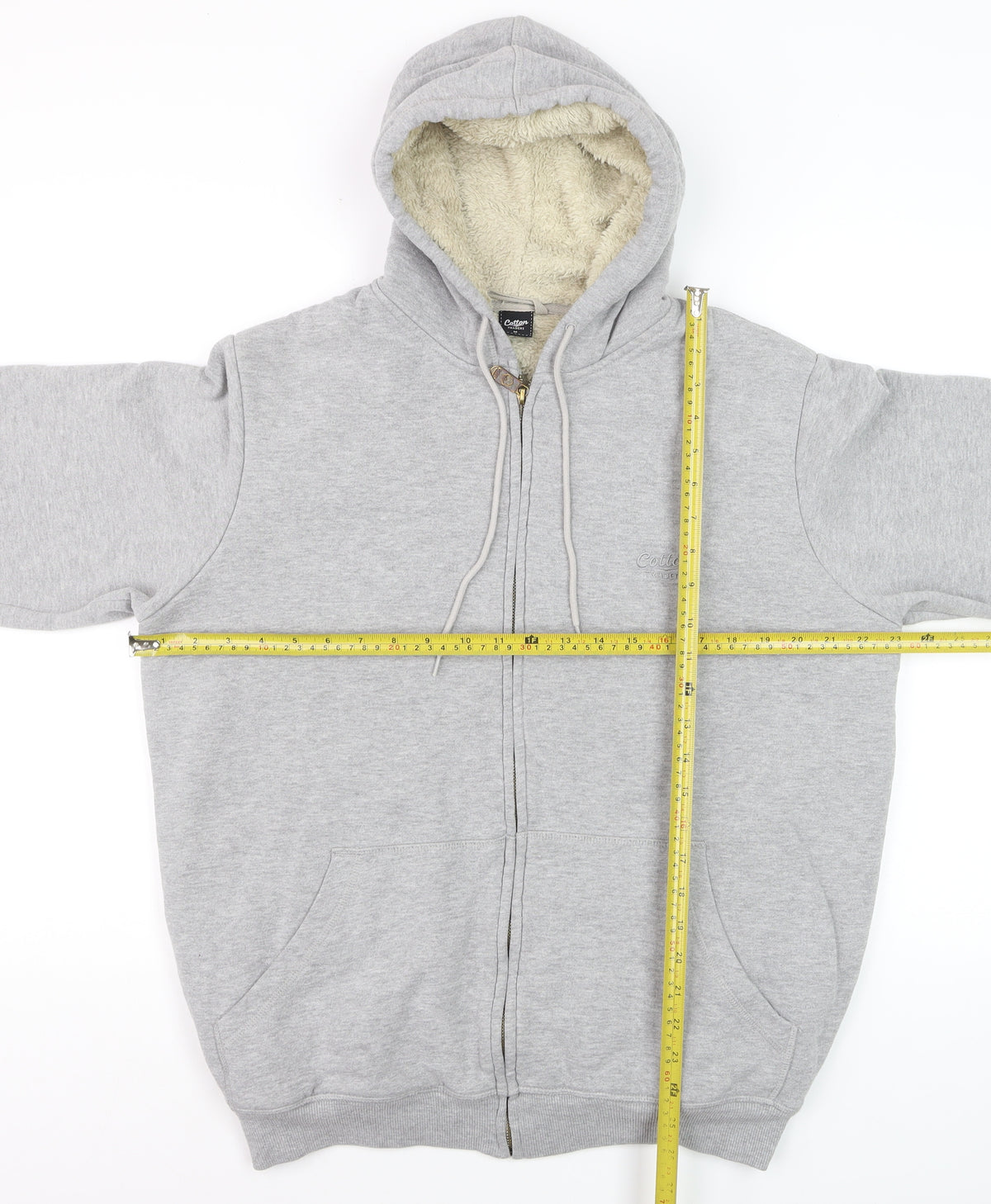 Cotton Traders Men’s Grey M Full Zip Hooded Sherpa Lined Hoodie