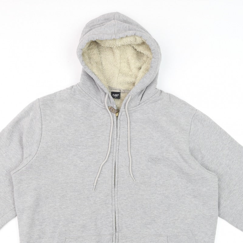 Cotton Traders Men’s Grey M Full Zip Hooded Sherpa Lined Hoodie