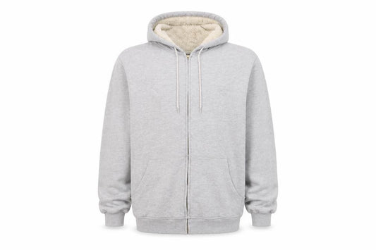 Cotton Traders Men’s Grey M Full Zip Hooded Sherpa Lined Hoodie