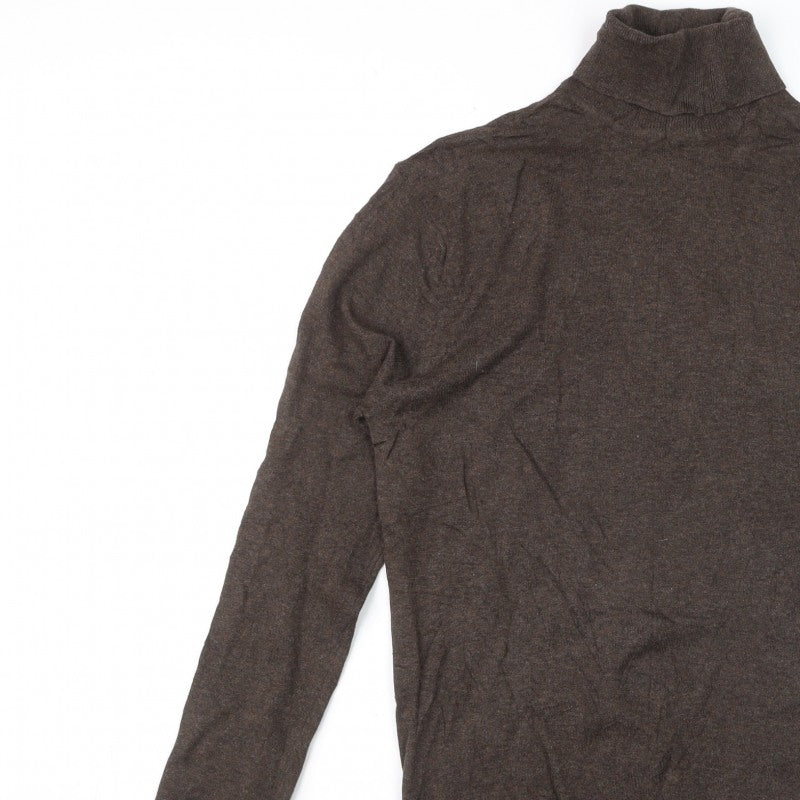 Scotch & Soda Men Brown M Roll Neck Cotton Cashmere Knit Pullover Jumper