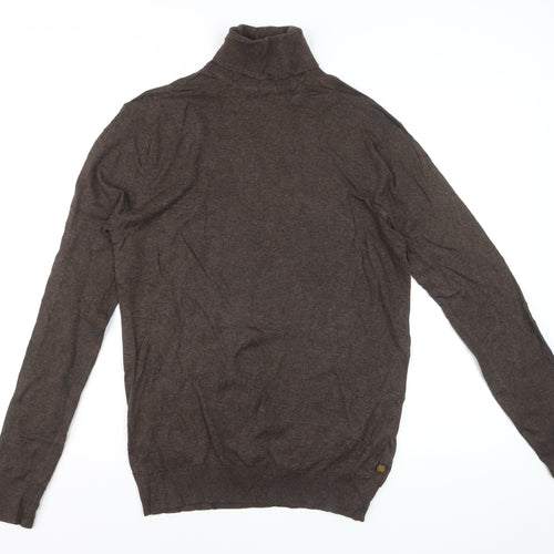 Scotch & Soda Men Brown M Roll Neck Cotton Cashmere Knit Pullover Jumper
