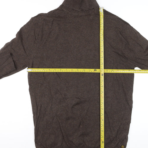 Scotch & Soda Men Brown M Roll Neck Cotton Cashmere Knit Pullover Jumper