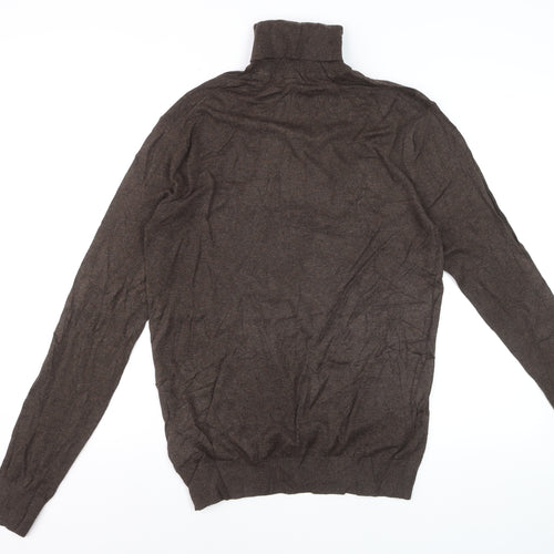 Scotch & Soda Men Brown M Roll Neck Cotton Cashmere Knit Pullover Jumper