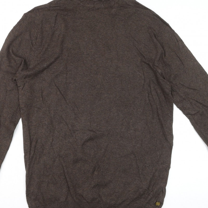 Scotch & Soda Men Brown M Roll Neck Cotton Cashmere Knit Pullover Jumper