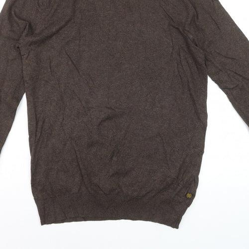 Scotch & Soda Men Brown M Roll Neck Cotton Cashmere Knit Pullover Jumper