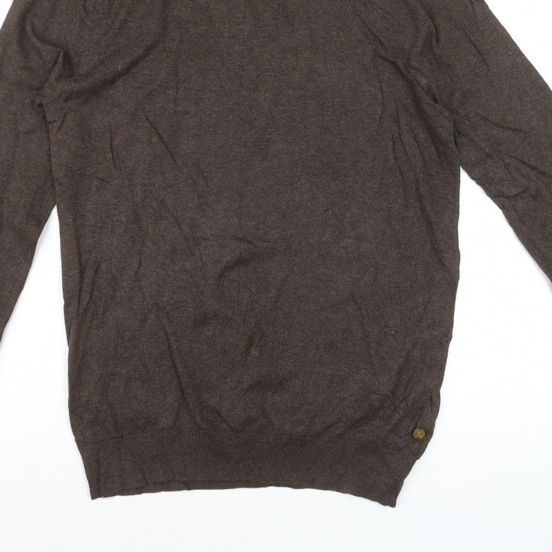 Scotch & Soda Men Brown M Roll Neck Cotton Cashmere Knit Pullover Jumper