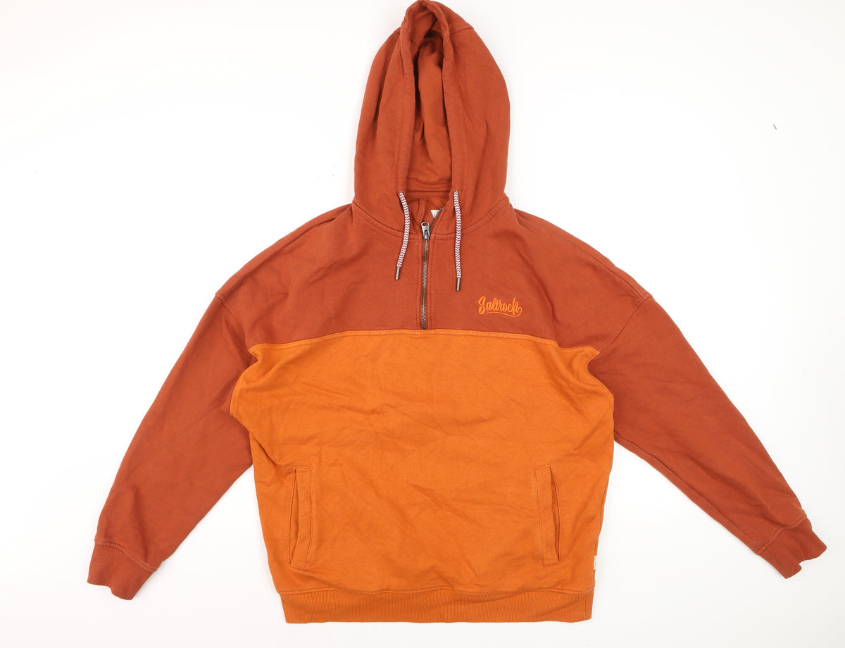 Saltrock Men’s Orange M 1/4 Zip Hooded Pullover Sweatshirt