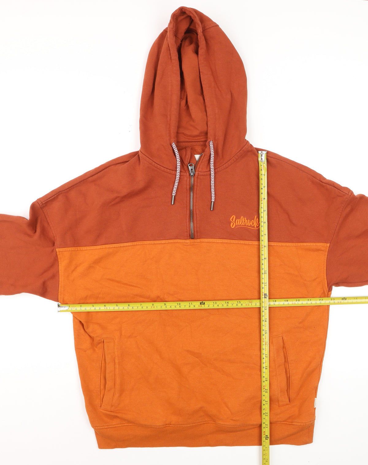Saltrock Men’s Orange M 1/4 Zip Hooded Pullover Sweatshirt