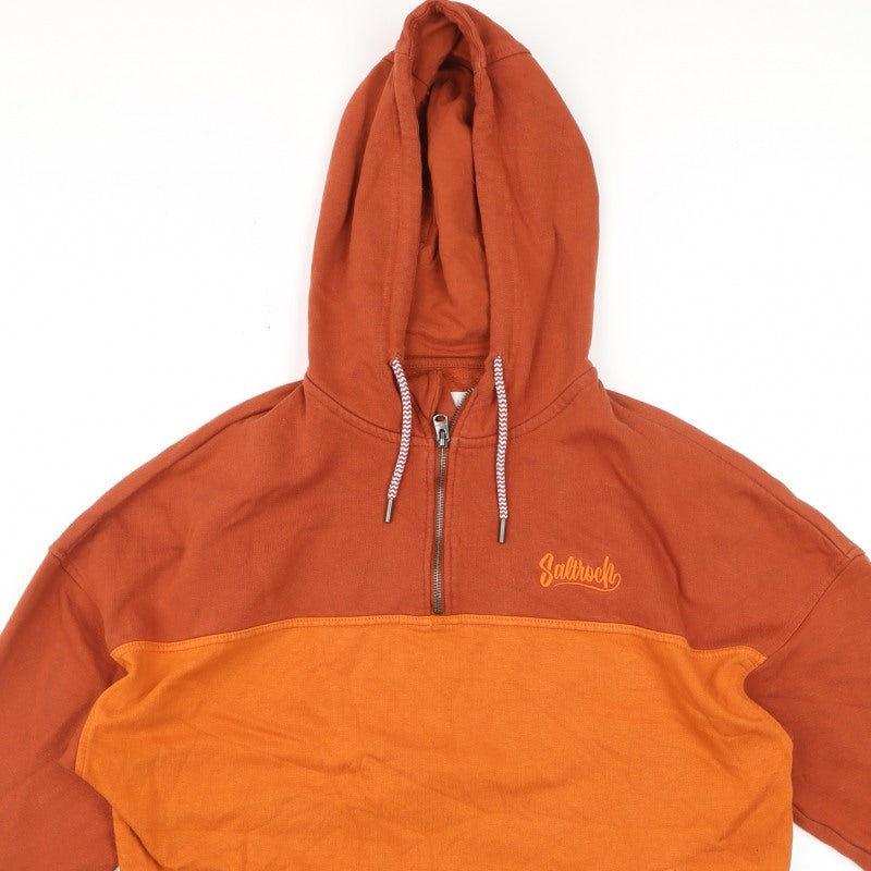 Saltrock Men’s Orange M 1/4 Zip Hooded Pullover Sweatshirt