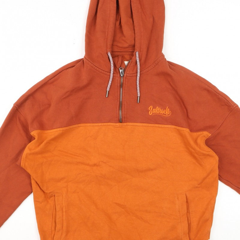 Saltrock Men’s Orange M 1/4 Zip Hooded Pullover Sweatshirt