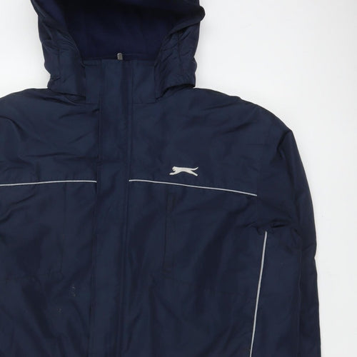 Slazenger Men’s Blue XL Hooded Reflective Full Zip Windbreaker Jacket