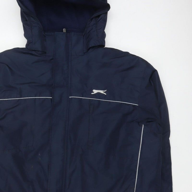 Slazenger Men’s Blue XL Hooded Reflective Full Zip Windbreaker Jacket