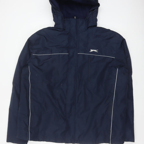Slazenger Men’s Blue XL Hooded Reflective Full Zip Windbreaker Jacket