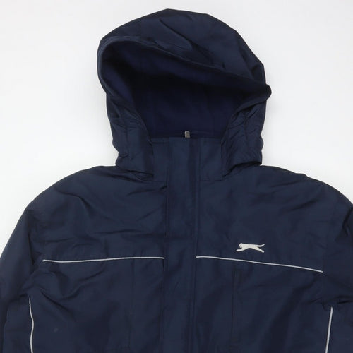 Slazenger Men’s Blue XL Hooded Reflective Full Zip Windbreaker Jacket
