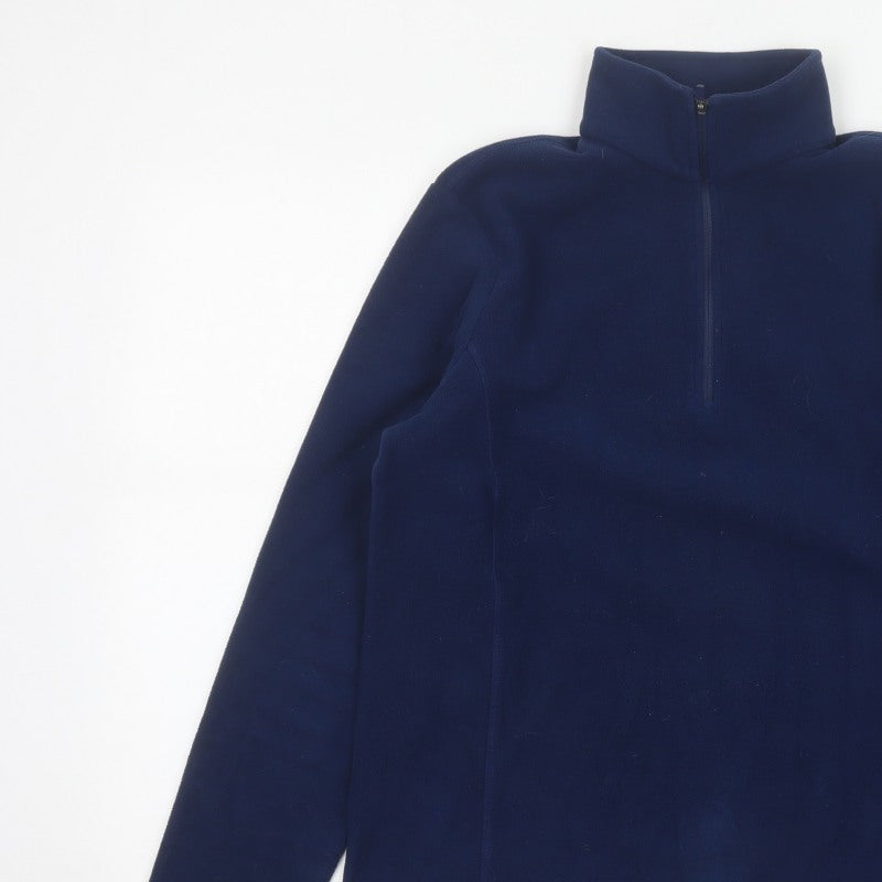 Lands' End Men's Blue M 1/4 Zip Fleece High Neck Sweatshirt