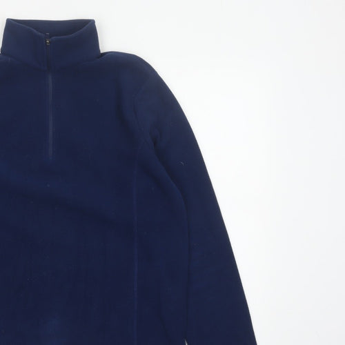 Lands' End Men's Blue M 1/4 Zip Fleece High Neck Sweatshirt