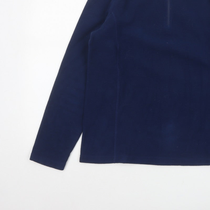 Lands' End Men's Blue M 1/4 Zip Fleece High Neck Sweatshirt
