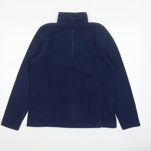 Lands' End Men's Blue M 1/4 Zip Fleece High Neck Sweatshirt