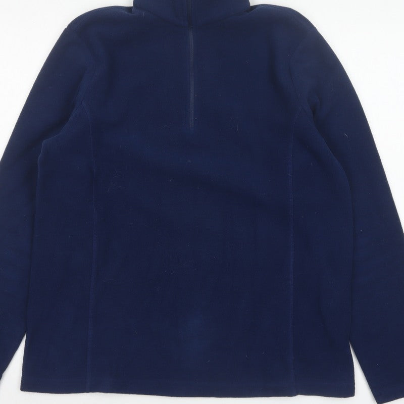 Lands' End Men's Blue M 1/4 Zip Fleece High Neck Sweatshirt